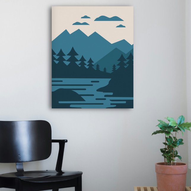 Minimalist Lake & Mountains Landscape Poster (Minimalist Lake & Mountains Landscape Poster)