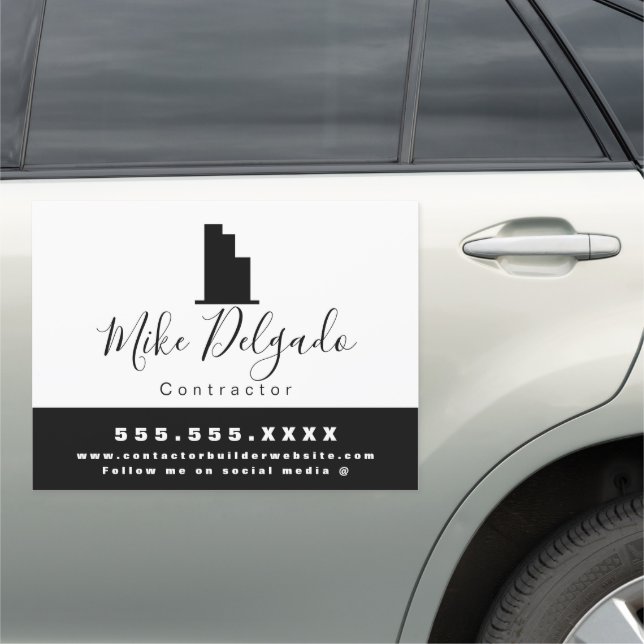 Minimalist Landscape Contractor Building Business Car Magnet (In Situ)