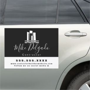 Minimalist Landscape Contractor Building Logo Car Magnet