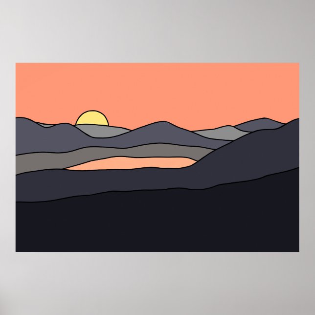 Minimalist Landscape Sunset Design 287 Poster (Front)