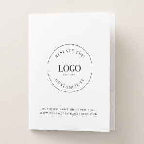 Minimalist Large Business Logo Simple Custom Text Pocket Folder