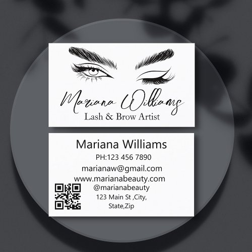 minimalist lash and brow artist qr code chic  business card