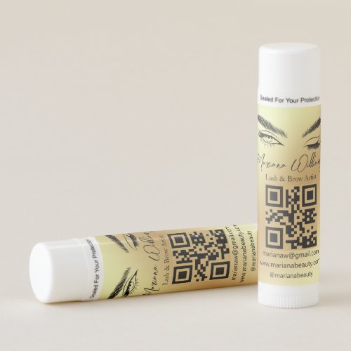 minimalist lash and brow artist qr code golden lip balm