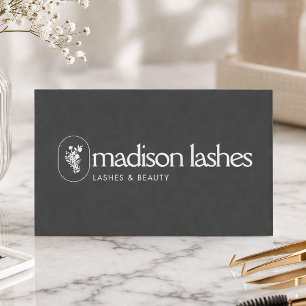 Minimalist Lash Artist Beauty Branding Charcoal Business Card