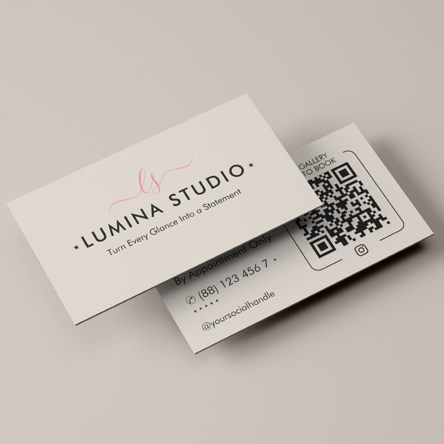 Minimalist Lash Brows Makeup Artist Ivory Monogram Business Card (Minimalist Lash Brows Makeup Artist Ivory Monogram Business Card
)