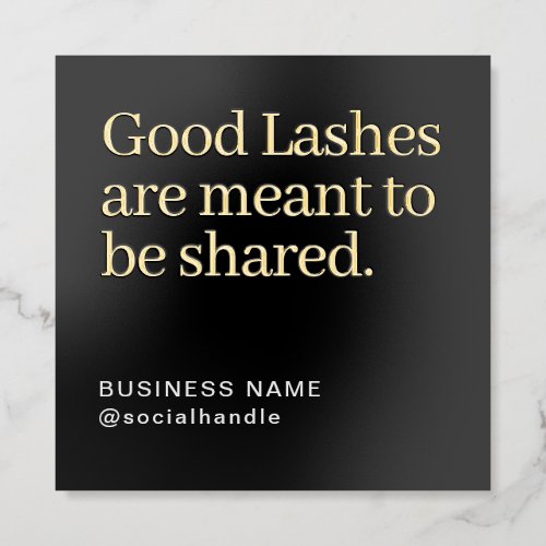 Minimalist Lash Salon Refer a Friend QR Code Foil Business Cards