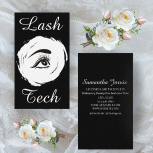 Minimalist Lash Tech Black and White Custom Design Business Card