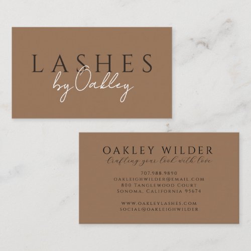 Minimalist Lash Technician Brown Business Card