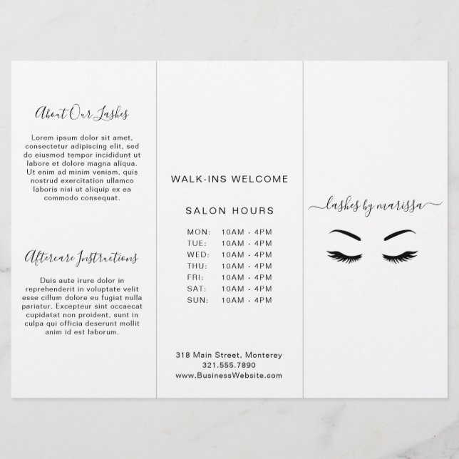 Minimalist Lashes Business Trifold Brochure (Front)