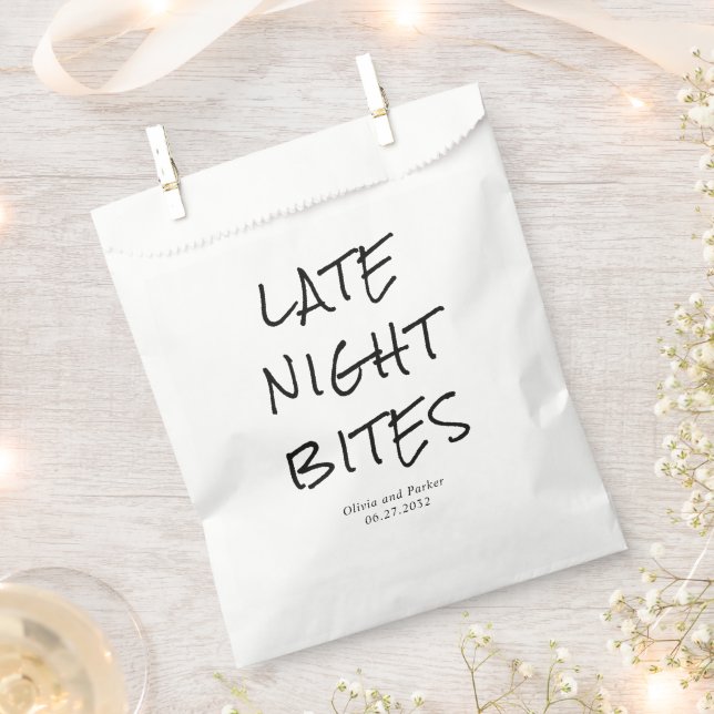Minimalist Late Night Bites Wedding Favor Bag (Clipped)