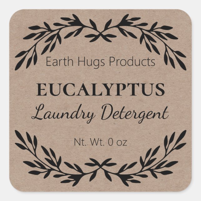 Minimalist Laundry Detergent Kraft Labels (Front)