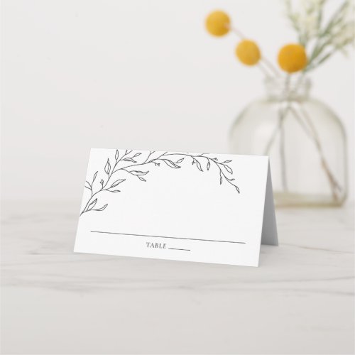 Minimalist Laurel Branch Leafy Wedding Place Card