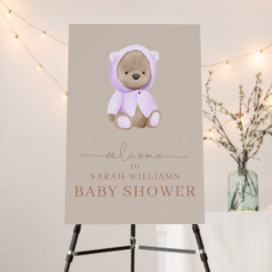 Minimalist Lavender Bearly Wait Baby Shower Foam Board
