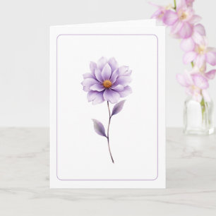 Minimalist Lavender Flower Blank Folded Greeting Card