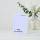 Minimalist lavender gray font earring display business card (Standing Front)