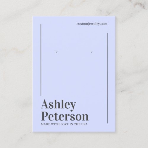 Minimalist lavender gray font earring display business card