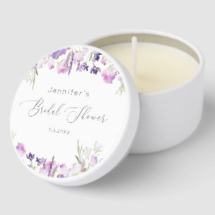 Minimalist lavender lilac bridal shower mini candle favors