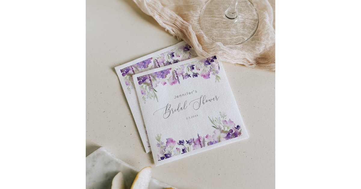 Minimalist lavender lilac bridal shower napkins | Zazzle