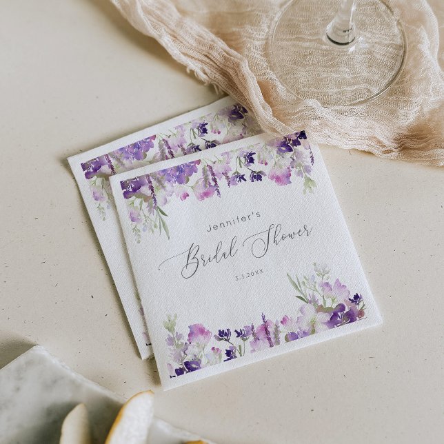 Minimalist lavender lilac bridal shower napkins (Creator Uploaded)