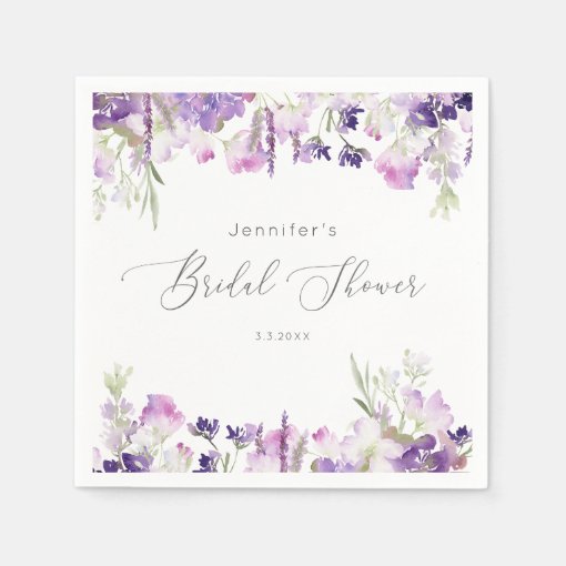 Minimalist lavender lilac bridal shower napkins | Zazzle