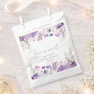 Minimalist lavender lilac floral bridal shower favor bag