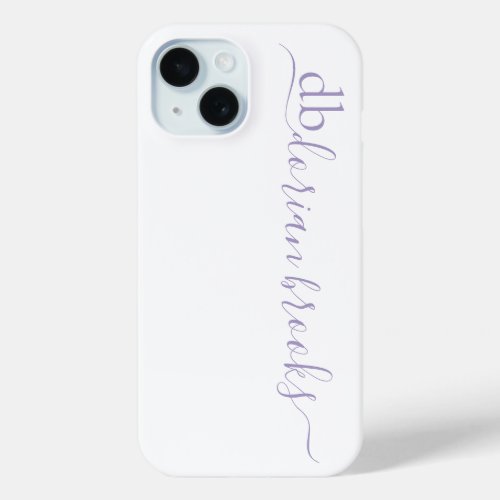 Minimalist Lavender Monogram  iPhone 15 Case