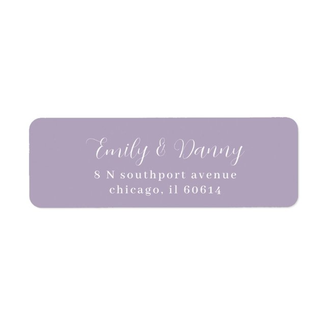 Minimalist Lavender Purple Elegant Wedding Address Label (Front)