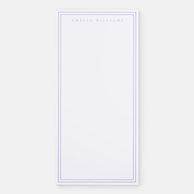 Minimalist Lavender Purple Monogram Name Magnetic Notepad (Front)
