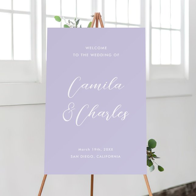 Minimalist Lavender Purple Wedding Welcome  Foam Board (Creator Uploaded)