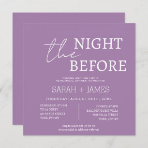 Minimalist Lavender Rehearsal Dinner Wedding Invitation