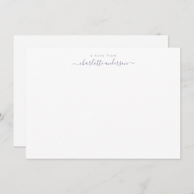 Minimalist Lavender Script Lettering Personalized  Thank You Card (Front/Back)
