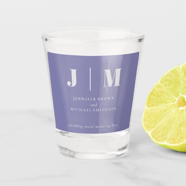Minimalist Lavender Silver Drink Wedding Party Shot Glass