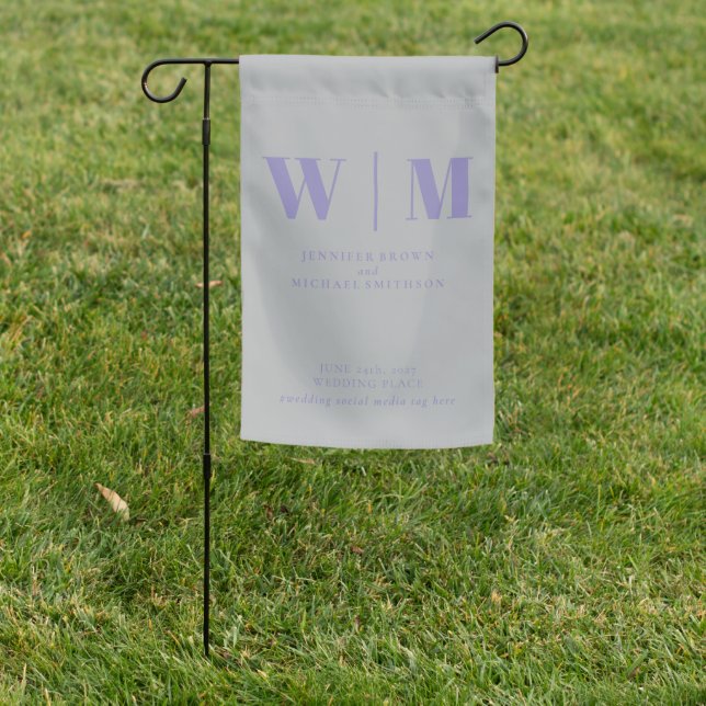 Minimalist Lavender Silver Modern Simple Wedding Garden Flag (In SItu)