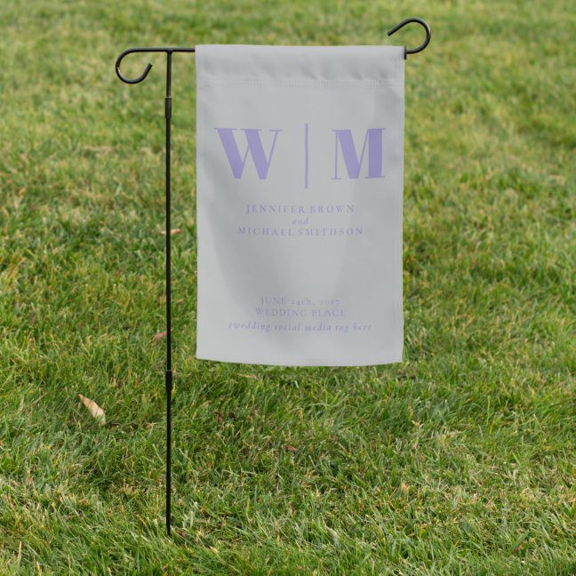 Minimalist Lavender Silver Modern Simple Wedding Garden Flag