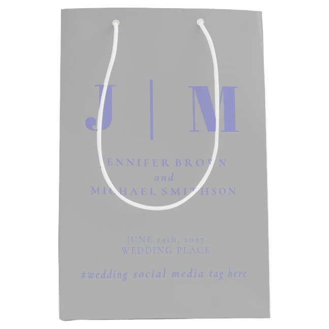 Minimalist Lavender Silver Simple Gift Wedding Medium Gift Bag