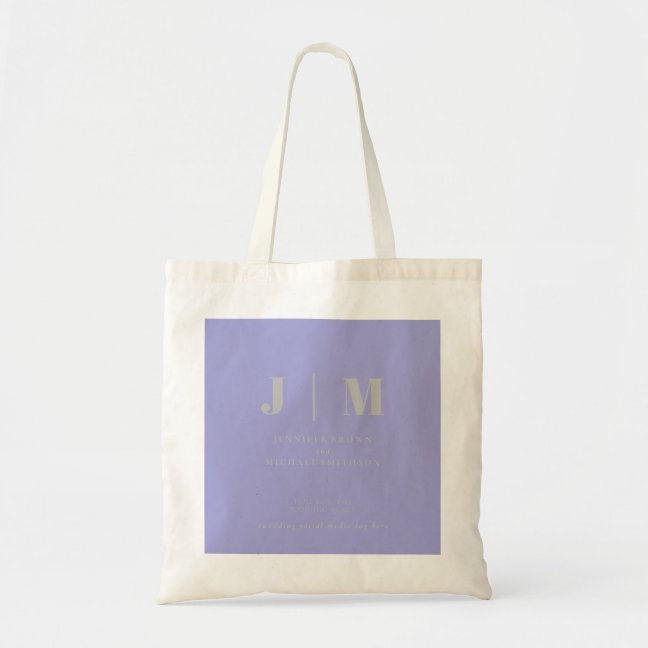 Minimalist Lavender Silver Simple Square Wedding Tote Bag