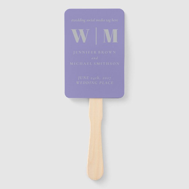 Minimalist Lavender Silver Simple Wedding celeb Hand Fan