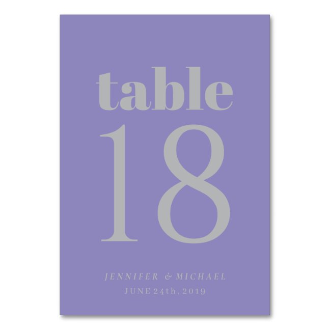 Minimalist Lavender Silver Simple Wedding Seating Table Number