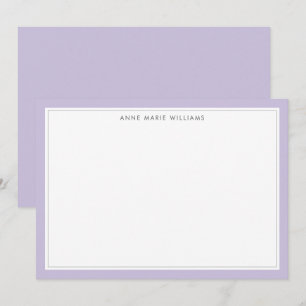Minimalist Lavender Two Border Name Note Card