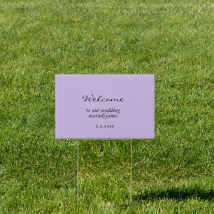 Minimalist Lavender Wedding Welcome Yard Sign