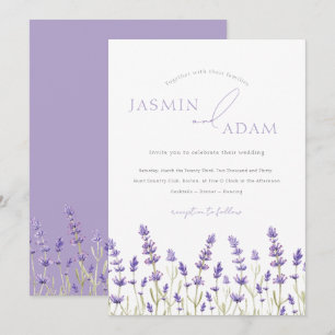 Minimalist Lavender Wildflower Elegant Wedding Invitation