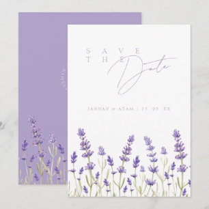 Minimalist Lavender Wildflower Wedding Save The Date