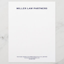 Minimalist Law Firm Letterhead Navy Typography