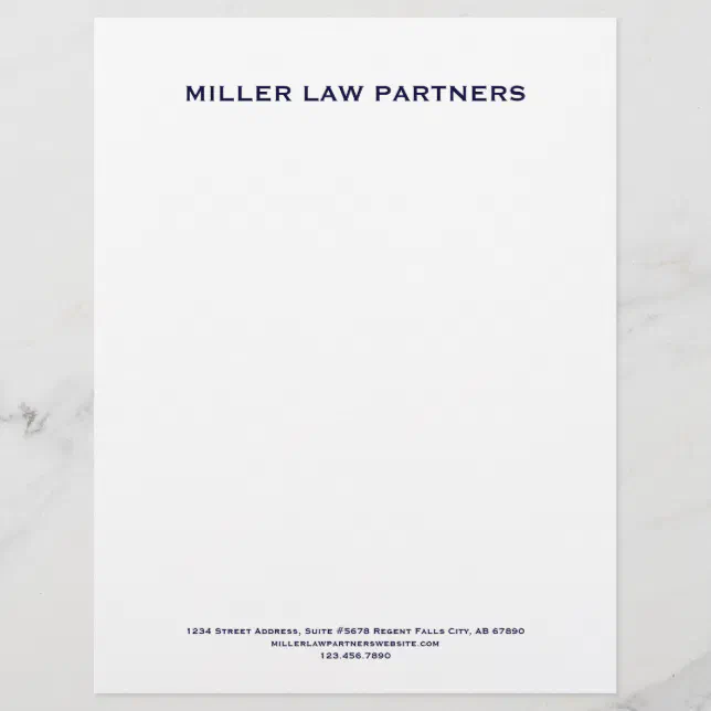 Minimalist Law Firm Letterhead Navy Typography Zazzle