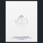 Minimalist Law Firm Letterhead Navy Typography<br><div class="desc">Present a professional image with our Minimalist Law Firm Letterhead in classic navy blue typography. This elegant design showcases your law firm's name and contact information in the lower thirds, while a subtle legal emblem in the center adds a touch of distinction. Crafted with attention to detail, this letterhead is...</div>