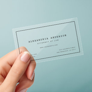 Minimalist Lawyer Professional Border Clear Business Cards
