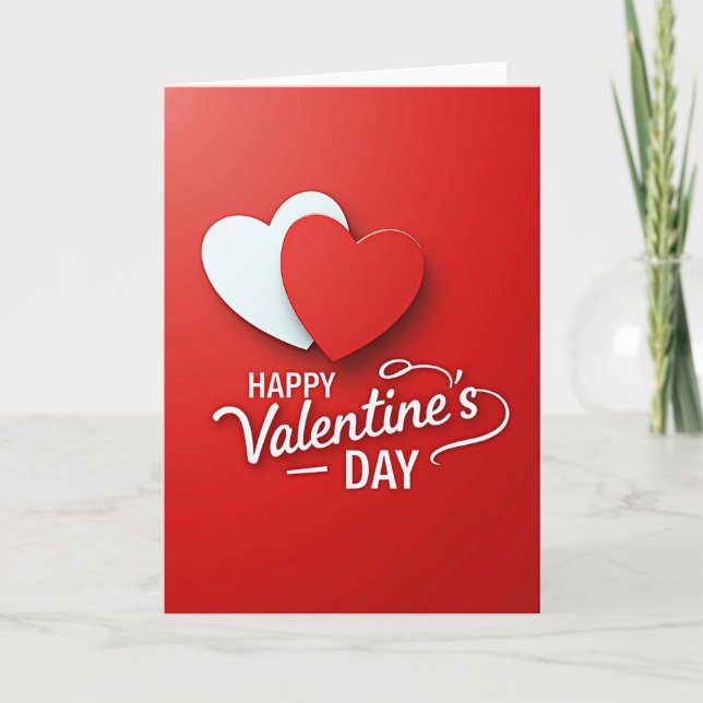Minimalist Layered Valentine Hearts Card (Front)