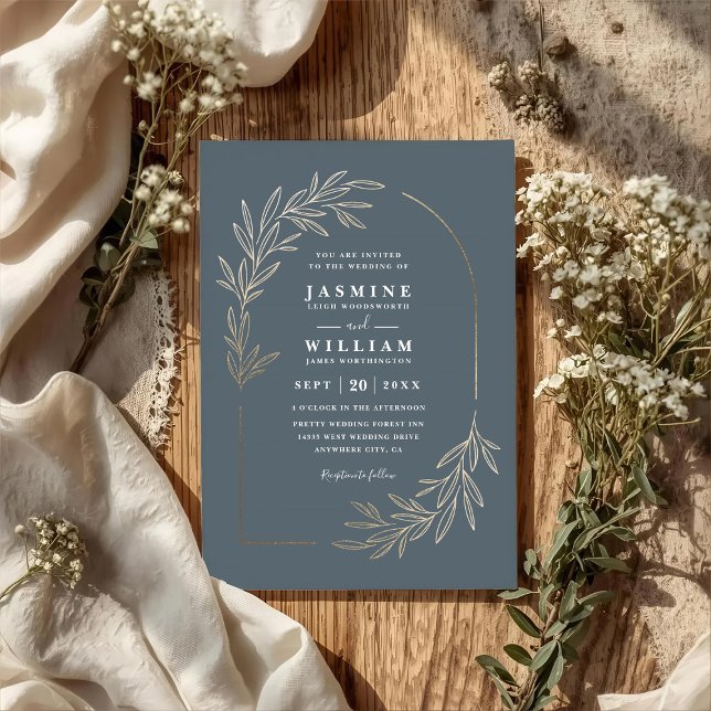 Minimalist Leaf Elegant Modern QR Code Wedding Invitation (Creator Uploaded)