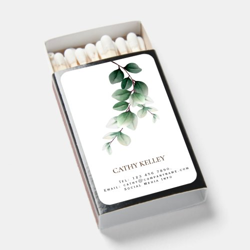 Minimalist Leaf Green Gold Matchboxes