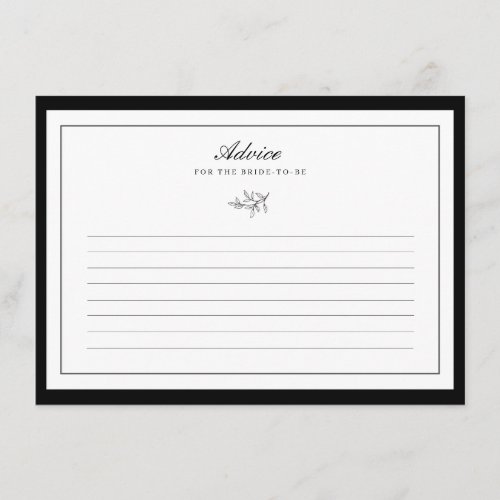 Minimalist Leaf Wedding Bride Advice Card